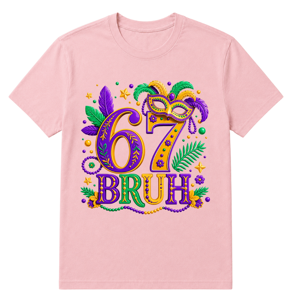 67 Mardi Gras Six Seven Meme Printed Oversized Unisex T-shirt