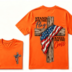 Stand For The Flag Kneel For The Cross Printed Casual T-Shirt
