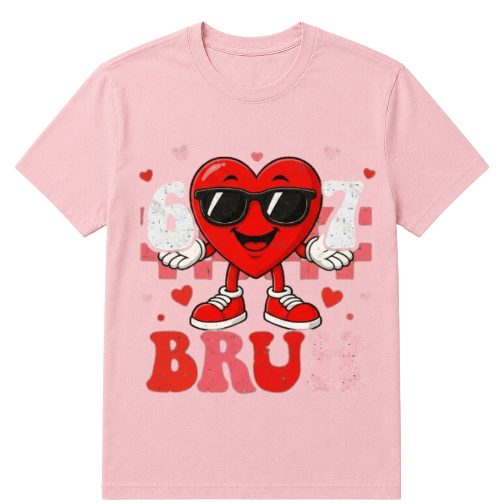 Six Seven 67 Bruh 6 7 Meme Funny Valentine Heart Boys Kids T-Shirt